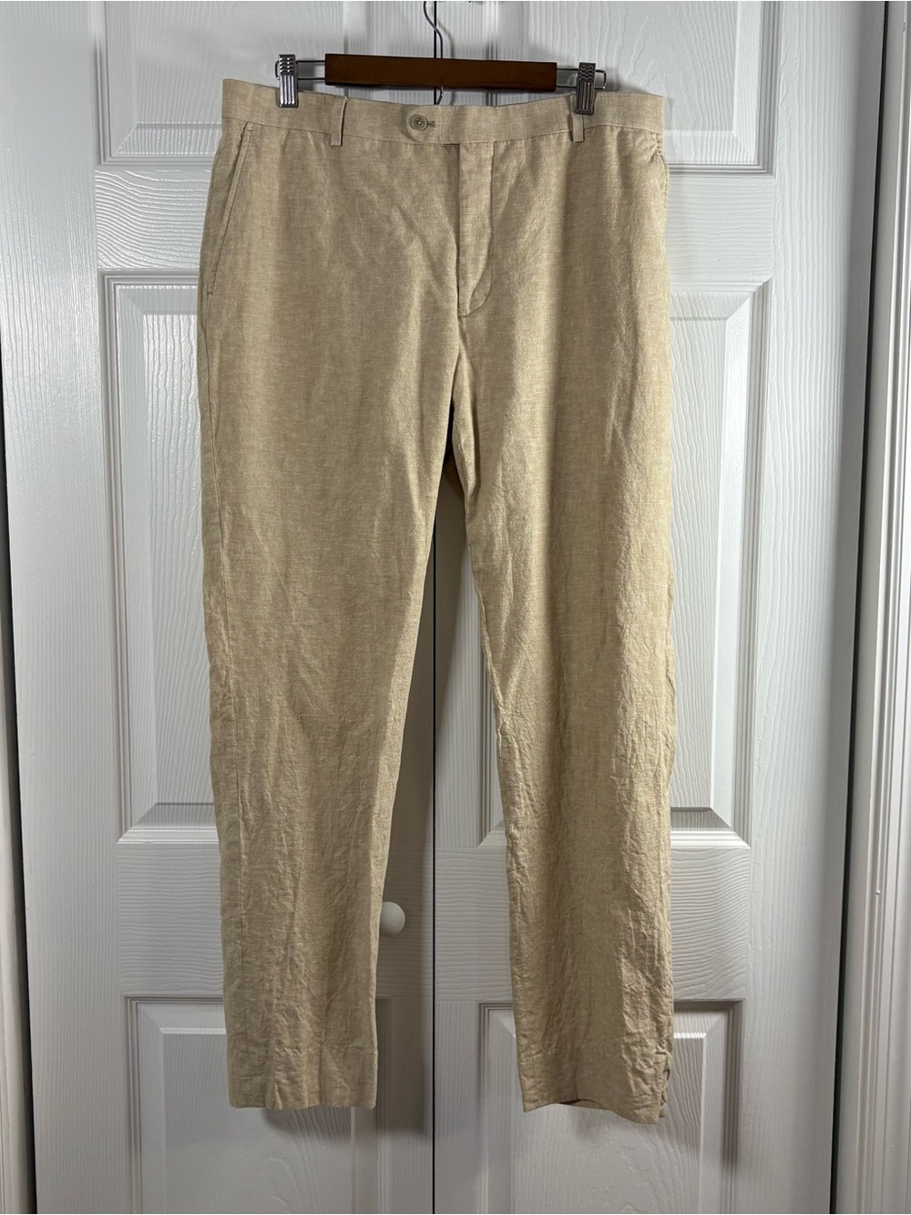 Joseph Abboud Linen Blend Pants 38x32 Beige Coastal Quiet Luxury Actual 36x31